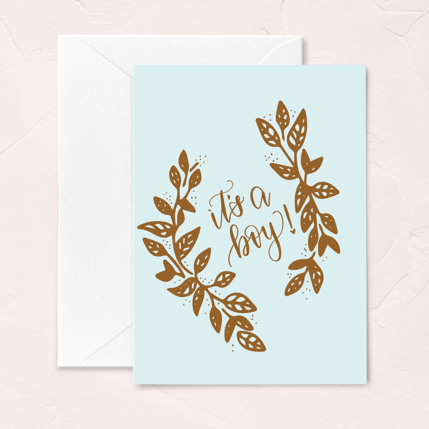 New Baby Greeting Card - It's a Boy Botanical Wreath