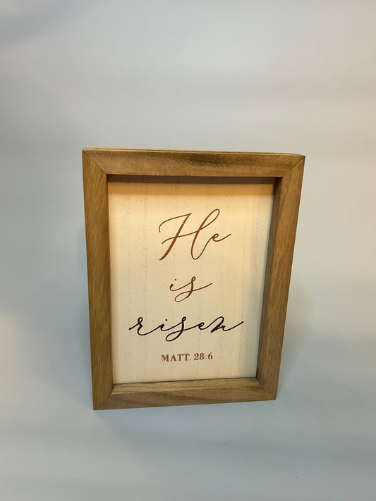 Handcrafted He is Risen - Framed